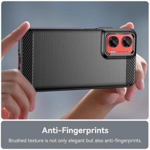 Husa Motorola Moto G06 din Silicon Slim, cu textura Carbon, set cu sticker, Carbon Silicone, Negru - Img 3