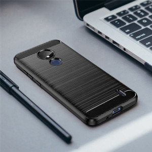 Husa Nokia C21 din silicon, Slim, cu textura Fibra Carbon - Negru - Img 4
