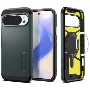 Husa pentru Google Pixel 10 Pro XL, Antisoc, Spigen Tough Armor MagSafe, Verde