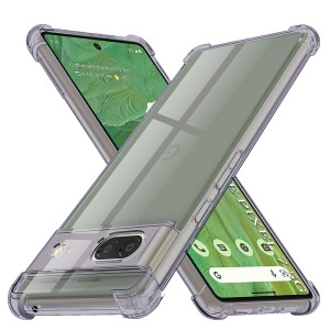Husa pentru Google Pixel 7, SKYDDAR INNOVATION, Shockproof Clear Silicone, Silicon Slim, set cu sticker, Fumuriu