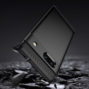 Husa pentru Google Pixel 7a din silicon, SLIM, cu textură Fibra Carbon Skyddar - Negru - Img 3