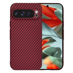 Husa pentru Google Pixel 9 Pro XL, SKYDDAR INNOVATION, textura carbon, Carbonite FiberShell, set cu sticker, Rosu,