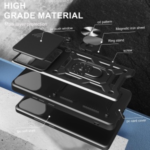 Husa pentru Honor 400 Lite, SKYDDAR INNOVATION, CamShield, Negru, set cu sticker - Img 3