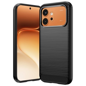 Husa pentru Honor 600 / 600 Pro din Silicon Slim, cu textura Fibra Carbon, set cu sticker, Carbon Silicone, Negru