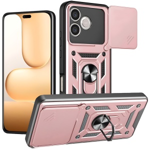 Husa pentru Honor 600 Lite, protectie camere, Inel magnetic, set cu sticker, CamShield, Roz