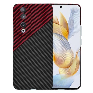 Husa pentru Honor 90, SKYDDAR INNOVATION, textura carbon, Carbonite FiberShell, set cu sticker, Rosu inchis,