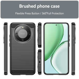 Husa pentru Honor Magic8 Lite, , din Silicon Slim, cu textura Fibra Carbon, Skyddar Carbon Silicone, set cu sticker, Negru - Img 2