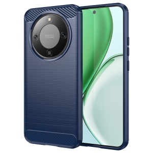 Husa pentru Honor Magic8 Lite, SKYDDAR INNOVATION, Carbon Silicone, din Silicon Slim, cu textura Fibra Carbon, set cu sticker, Albastru