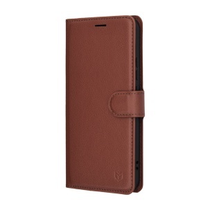 Husa pentru Honor Magic8 Lite, SKYDDAR INNOVATION, Leather Folio tip Carte, cu Portofel Interior, Finisaje Premium, set cu sticker, Maro - Img 4