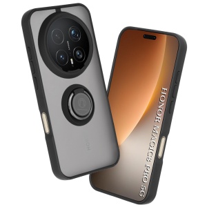 Husa pentru Honor Magic8 Pro, SKYDDAR INNOVATION, Glinth cu Inel Rotativ 360° Magnetic, set cu sticker, Negru