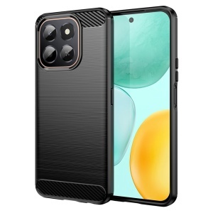 Husa pentru Honor X6c, , din Silicon Slim, cu textura Fibra Carbon, Skyddar Carbon Silicone, set cu sticker, Negru
