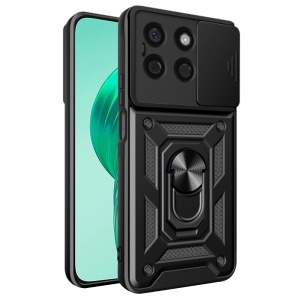 Husa pentru Honor X8b, SKYDDAR INNOVATION, CamShield, Inel magnetic, set cu sticker, Negru