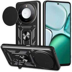 Husa pentru Honor X9c Smart, SKYDDAR INNOVATION, CamShield, Antisoc cu Inel Magentic, set cu sticker, Negru