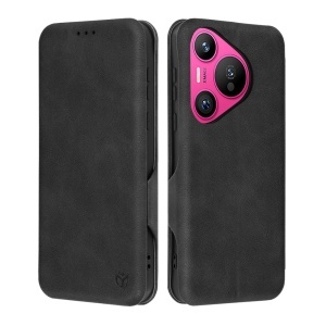 Husa pentru Huawei Pura 70, SKYDDAR INNOVATION, Safe Wallet tip carte din Piele Ecologica, Suport Carduri, Inchidere Magnetica, Negru, set cu sticker