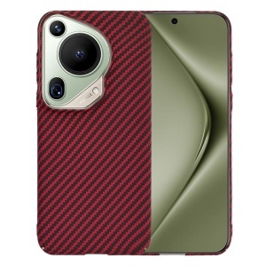 Husa pentru Huawei Pura 70 Ultra, SKYDDAR INNOVATION, textura carbon, Carbonite FiberShell, set cu sticker, Rosu,