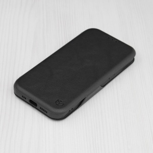 Husa pentru iPhone 12 Pro, SKYDDAR INNOVATION, Safe Wallet tip carte din Piele Ecologica, Suport Carduri, Inchidere Magnetica, Negru, set cu sticker  - Img 6