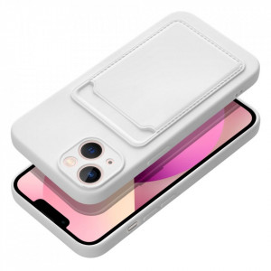 Husa pentru iPhone 13 din silicon Suport Card, set cu sticker, Cards Case, Alb - Img 2