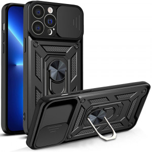 Husa pentru iPhone 13 Pro cu inel magnetic, Techsuit CamShield - Negru