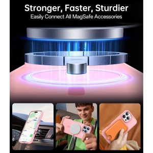 Husa pentru iPhone 13 Pro Magsafe, ce absoarbe intens socurile, Skyddar Frosted - Roz - Img 2