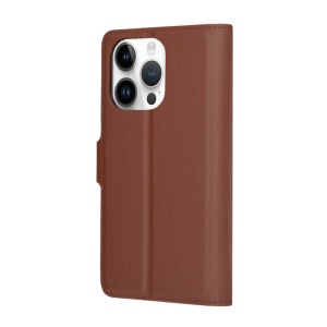 Husa pentru iPhone 14 Pro, SKYDDAR INNOVATION, Leather Folio, tip Carte, cu Portofel Interior, Finisaje Premium, Maro, set cu sticker  - Img 7