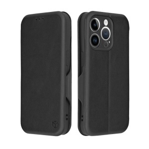 Husa pentru iPhone 14 Pro, SKYDDAR INNOVATION, Safe Wallet tip carte din Piele Ecologica, Suport Carduri, Inchidere Magnetica, Negru, set cu sticker  - Img 1