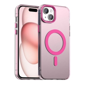 Husa pentru iPhone 15, MagSafe, Antisoc, set cu sticker, CandyCase, Roz