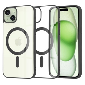 Husa pentru iPhone 15 Plus, SKYDDAR INNOVATION, MagSafe Pro din silicon, set cu sticker, Negru