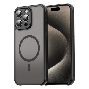Husa pentru iPhone 15 Pro Max, SKYDDAR INNOVATION, HaloFrost MagSafe II, Antisoc, set cu sticker, Negru