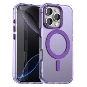 Husa pentru iPhone 16 Pro Max, MagSafe, Antisoc, set cu sticker, CandyCase, Mov