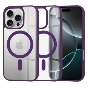 Husa pentru iPhone 16 Pro, SKYDDAR INNOVATION, MagSafe Pro din silicon, set cu sticker, Mov