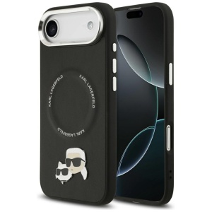 Husa pentru iPhone 17 Air, Leather Karl & Choupette Pins MagSafe, Karl Lagerfeld, Negru