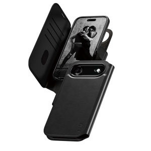 Husa pentru iPhone 17 Air, PanzerGlass, CARE Feature MagSafe Case Tango Two-in-One Wallet, Tip Carte Detasabila 2in1 cu Portofel si Prindere Magnetica, Piele Ecologica, Antisoc, Negru