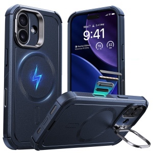 Husa pentru iPhone 17, ESR Cyber Armor Kickstand, Albastru