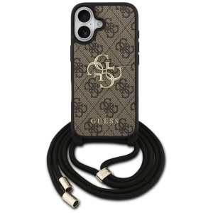 Husa pentru iPhone 17, Hardcase 4G CBDY Big Logo with Cord Strap, Guess, Maro