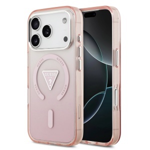 Husa pentru iPhone 17 Pro, IML Gradient Triangle Logo MagSafe, Guess, Roz