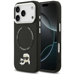 Husa pentru iPhone 17 Pro, Leather K&C Pins MagSafe, Karl Lagerfeld, Negru
