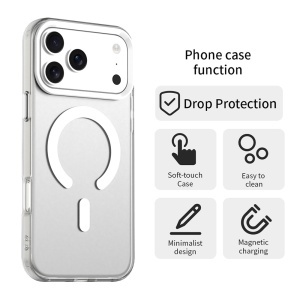 Husa pentru iPhone 17 Pro Max, MagSafe, Antisoc, set cu sticker, CandyCase, Alb - Img 12