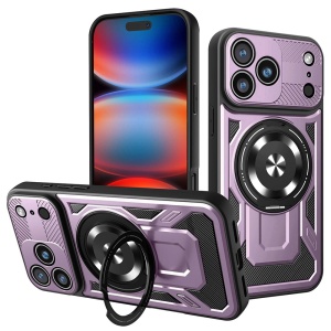 Husa pentru iPhone 17 Pro Max, SKYDDAR INNOVATION, RuggedCam, Inel magnetic antisoc, set cu sticker, Mov