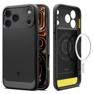 Husa pentru iPhone 17 Pro Max, Spigen Rugged Armor MagSafe, Negru