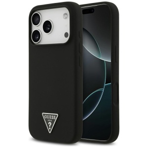 Husa pentru iPhone 17 Pro, Silicone Triangle Logo MagSafe, Guess, Negru