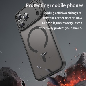 Husa pentru iPhone 17 Pro, SKYDDAR INNOVATION, HaloFrost MagSafe II, Antisoc, set cu sticker, Negru - Img 5