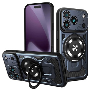 Husa pentru iPhone 17 Pro, SKYDDAR INNOVATION, RuggedCam, Inel magnetic antisoc, set cu sticker, Albastru - Img 7