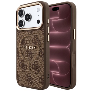 Husa pentru iPhone 18 Pro Max / iPhone 17 Pro Max - Guess 4G Embossed Classic MagSafe - Brown