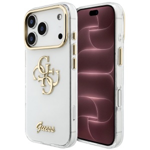Husa pentru iPhone 18 Pro Max / iPhone 17 Pro Max - Guess IML 4G Metal Script - White