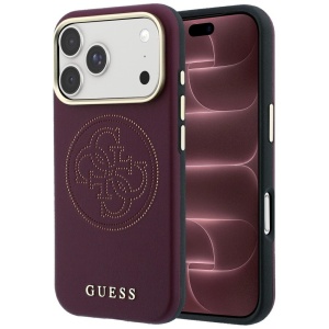 Husa pentru iPhone 18 Pro Max / iPhone 17 Pro Max - Guess Leather Perforated 4G MagSafe - Burgundy