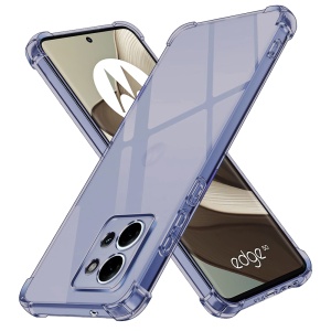 Husa pentru Motorola Edge 50, SKYDDAR INNOVATION, Shockproof Clear Silicone, Silicon Slim, set cu sticker, Fumuriu