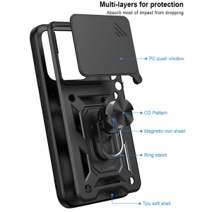 Husa pentru Motorola Edge 70 Pro, protectie camere, Inel magnetic, set cu sticker, CamShield, Negru - Img 3