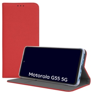 Husa pentru Motorola G55 5G, cu Inchidere Magnetica, SKDR Case Book - Rosu