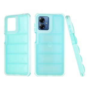 Husa pentru Motorola Moto G14, anti soc, margini ridicate, design modern, set cu sticker, wave shield, Turcoaz