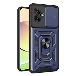 Husa pentru Motorola Moto G55, SKYDDAR INNOVATION, CamShield, Inel magnetic, set cu sticker, Albastru